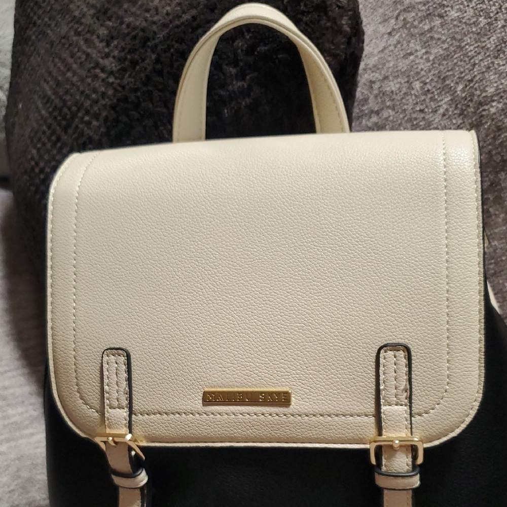 Malibu Skye Cream and Black Backpack with Minimalist Design